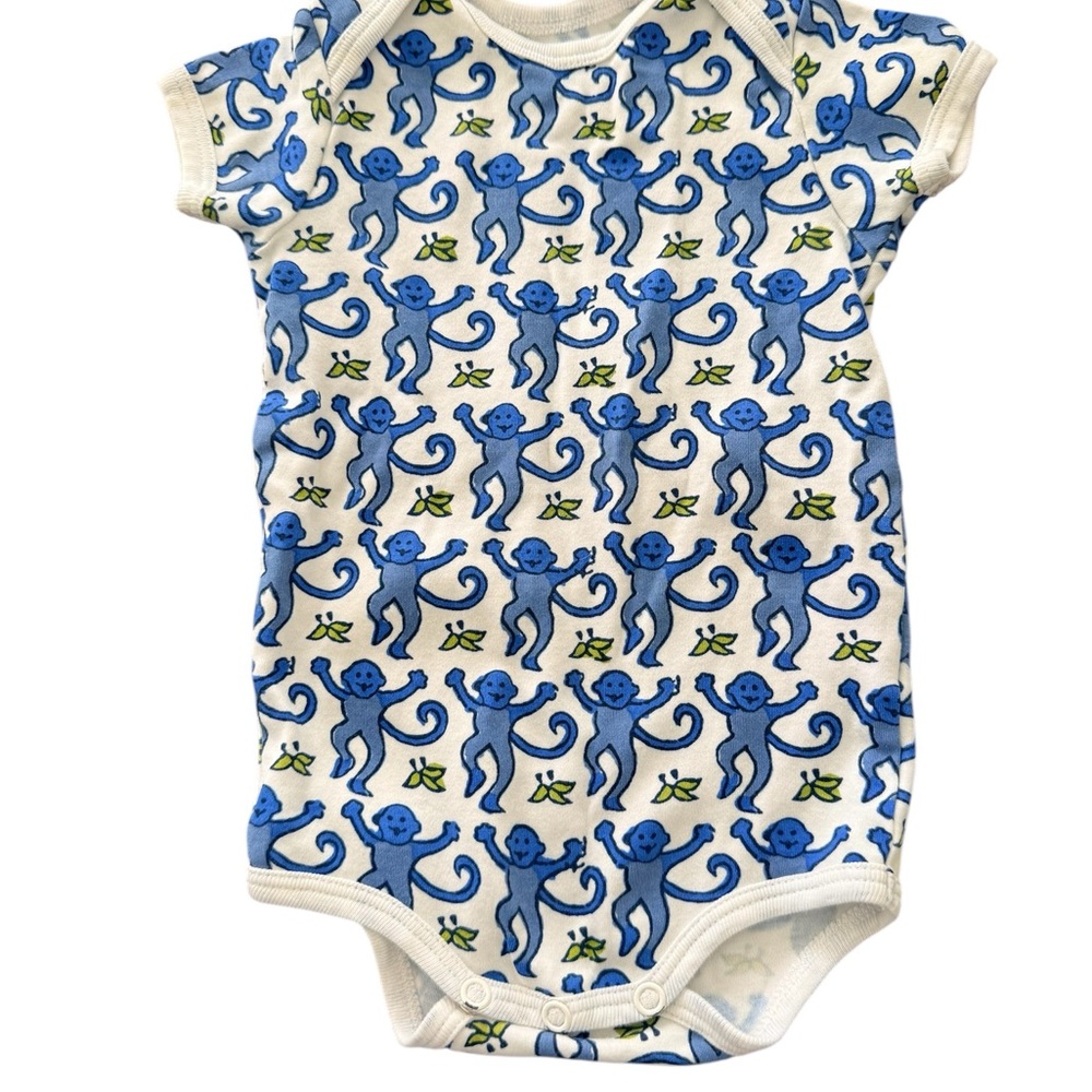 Roller Rabbit White One-Piece with Blue Monkey Print